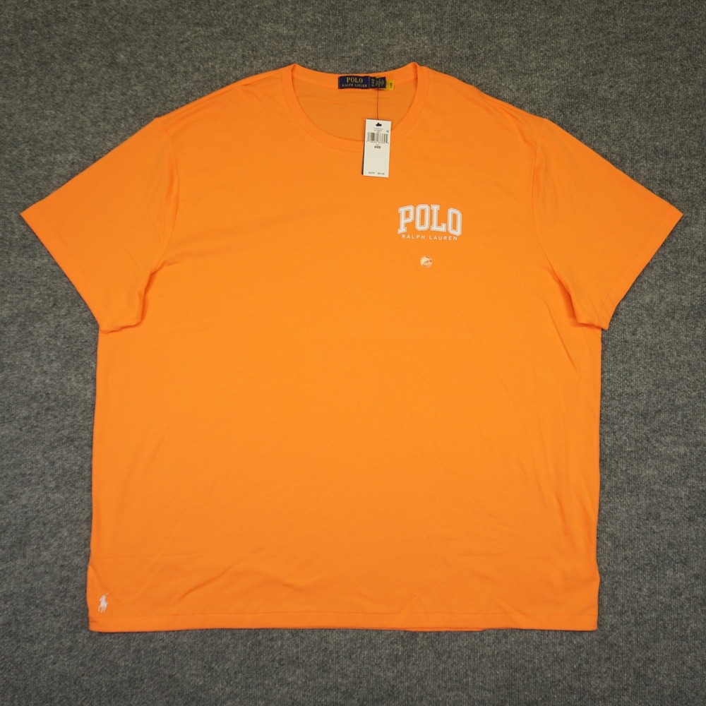 NEW Polo Ralph Lauren T-Shirt Mens 4XB Orange Short Sleeve Graphic Pony Logo Tee - Picture 2 of 10